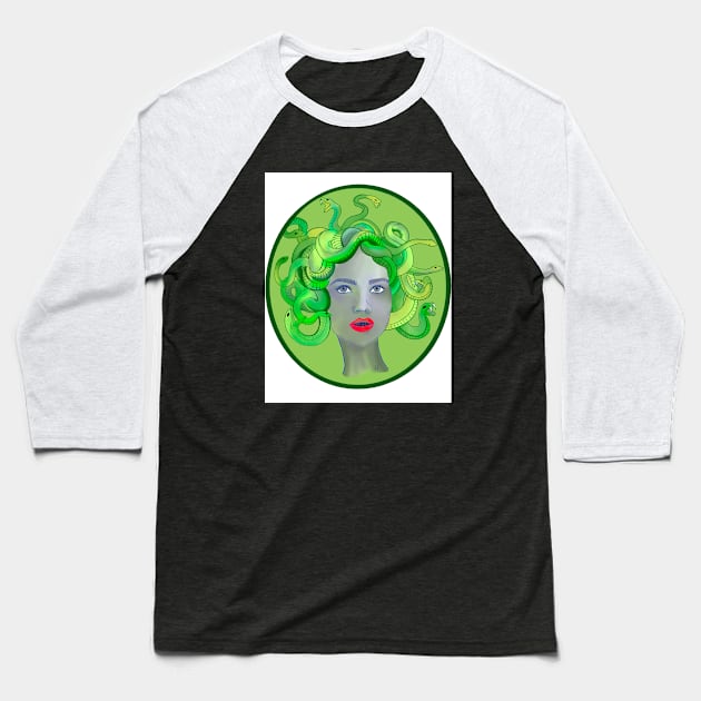 Lady Medusa Baseball T-Shirt by Mudya Finno